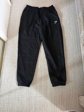 Gymshark Black Jogger Sweatpants with White Logo small. Nvr worn
